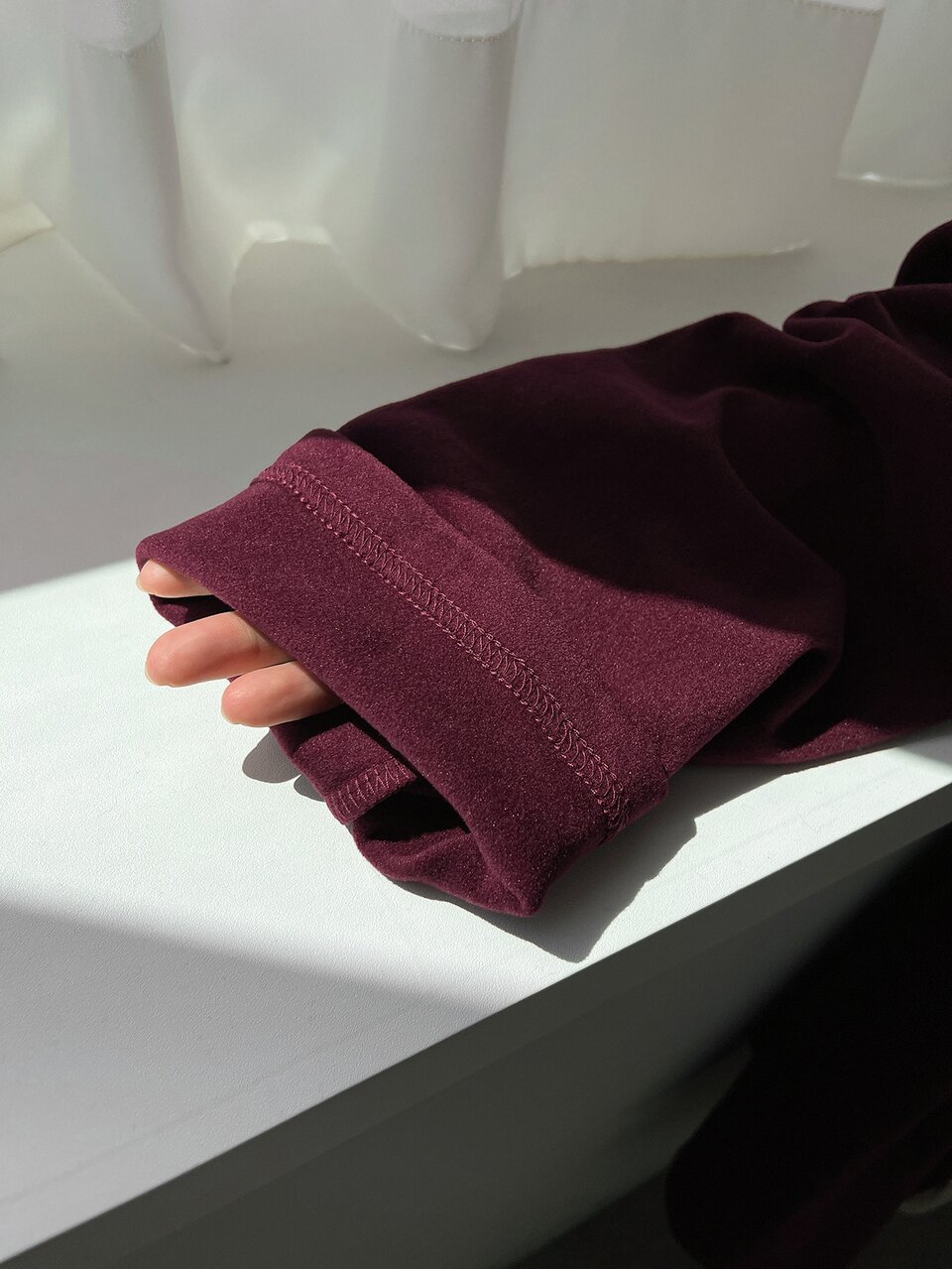 Wine Red Winter Holiday Brushed Brushed Minimalist Knit Comfortable Loungewear Set
