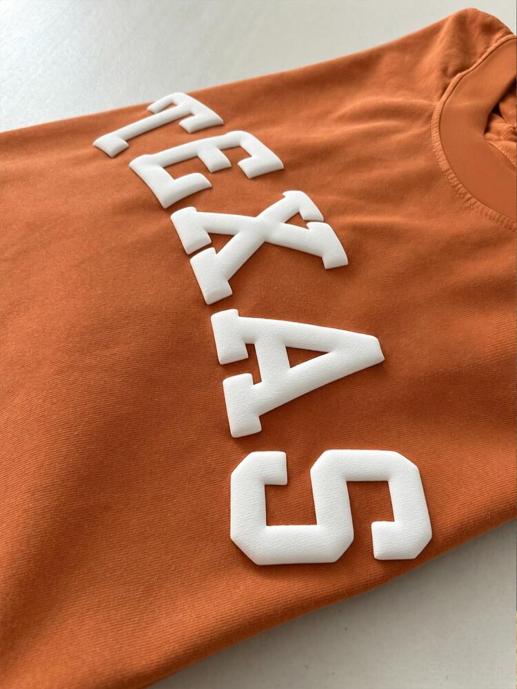 SHEIN Unisex TEXAS Printed Short Sleeve Raglan Tee, Women Round Neck Colorful Graphic T-Shirt - Rust Brown - View 7