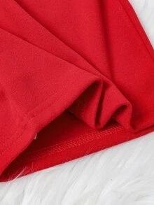 SHEIN 女嬰卡通圖案長袖上衣與長褲休閒日常居家水系列套裝 - 紅白色 - 查看 8