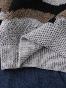 Boys' Autumn/Winter Fashion Pattern & Letter Jacquard Knit Sweater Long Sleeve Base Layer - Grey - View 6