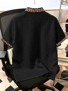 Daypath Camisa polo de punto jacquard con textura acanalada en cuello & puños para hombre, formal - Negro - Ver 2