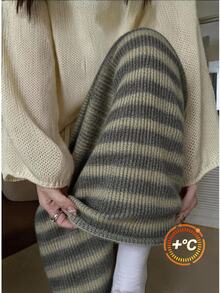 Comfortcana Gray Striped Casual 90s Plus Size Pants Formal Vacation Autumn - Green - View 2