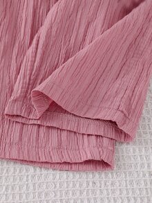 3pcs Toddler Girl Wide Leg Pants Cute Sweet Black Pink Cream Bowknot Textured Pleated Ribbed Lightweight Vacation Summer Holiday Ballet Flowy Trouser - Multicolor - View 3