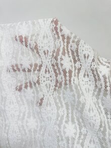 Costavie 2026春夏女士白色蕾丝金色花朵装饰挂脖比基尼罩衫 - 白色 - 查看 5