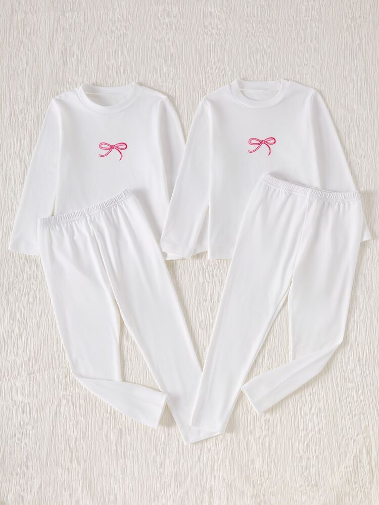 Soft And Comfortable For Autumn And Winter 4PCS Young Girls Undershirt Baby Pink White - White - View 5
