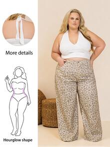Hourglow Plus Size Black Tie-Up Spaghetti Strap Crop Top Casual Summer White - White - View 1