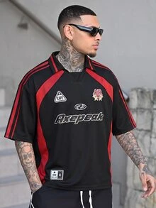 Devon Thys 男士撞色半开襟短袖休闲夏季Polo衫 - 彩色 - 查看 5