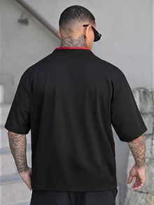 Devon Thys 男士撞色半开襟短袖休闲夏季Polo衫 - 彩色 - 查看 2