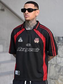 Devon Thys 男士撞色半开襟短袖休闲夏季Polo衫 - 彩色 - 查看 4