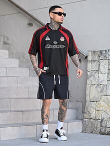 Devon Thys 男士撞色半开襟短袖休闲夏季Polo衫 - 彩色 - 查看 1