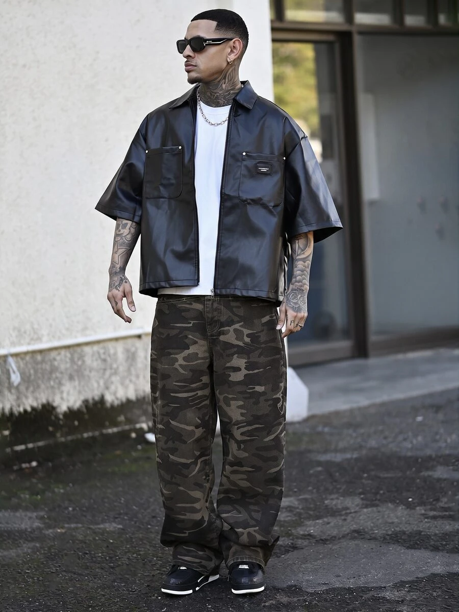 Devon Thys Men's Retro Street Camo Wide Leg Jeans