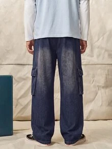 Norleigh Men's Spring Autumn Thin Loose Casual Jeans Straight Leg Pants - Blue - View 1