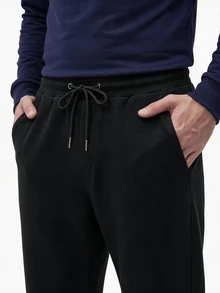 TekDrob Viscose Blend Sweat Jogger With Soft Touch, Keep Warm, Slant Pockets And Drawstring Waistband - Black - View 4