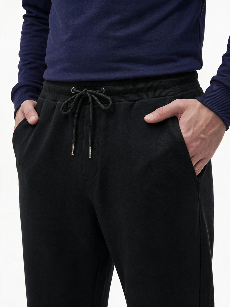 TekDrob Viscose Blend Sweat Jogger With Soft Touch, Keep Warm, Slant Pockets And Drawstring Waistband - Black - View 4