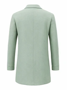 Manfinity Homme Men's Solid Color Casual Long Sleeve Overcoat With Pocket Design, Suitable For Daily Commute Wear, Also An Ideal Gift For Boyfriend And Husband - Green - View 2