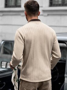 Manfinity CasualCool 男士休閒百搭日常穿著 Polo 衫 - 卡其色 - 查看 2