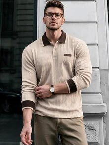 Manfinity CasualCool 男士休閒百搭日常穿著 Polo 衫 - 卡其色 - 查看 5