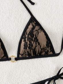 SHEIN Swim Women 2 Pieces Bikini Set, Casual And Fashionable For Daily Wear Summer - Black - View 4