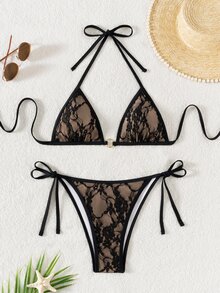 SHEIN Swim Women 2 Pieces Bikini Set, Casual And Fashionable For Daily Wear Summer - Black - View 2