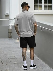 Devon Thys 男士简约Logo休闲短袖圆领套装，灰色和黑色 - 彩色 - 查看 2