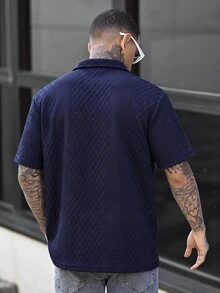 Devon Thys 男士夏季休闲纹理色块短袖纽扣衬衫 男士纽扣衬衫 男士精美纽扣衬衫 男士纽扣衬衫 复古纽扣衬衫 - 彩色 - 查看 2