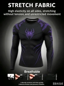 Gym Rark Men's Sports T-Shirt Spider Pattern Print Urban Renaissance Street Style Pullover Casual Fashion Creative Personalized Streetwear - Black - View 4