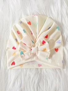 SHEIN 2件組新生女嬰連身衣 奶油色愛心荷葉邊羅紋長袖圓領連腳連身褲 可愛甜美 適合生日、秋季、聖誕、婚禮 蝴蝶結連身衣 - 白色 - 查看 5