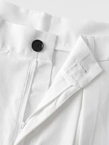AXEPEAK Men's Casual Everyday Workwear Pleated Loose Wide-Leg Pants, Solid Color Versatile - White - View 5
