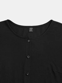 GlowEve CURVE Plus Size Knit Solid Color Cardigan With Front Buttons, Striped Slim Fit Camisole With Drawstring Decor, Elegant Casual Commute Daily Outing Long Pants - Black - View 8