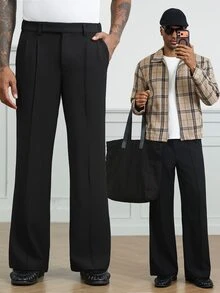 HUEFORM Men's Old Money Black Relaxed Fit Slightly Flared Cut Pants,.Wrinkle-Resistant Fabric, Easy To Care For-A Must-Have Item. Suitable For Daily Travel - Black - View 3