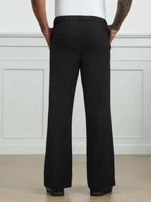 HUEFORM Men's Old Money Black Relaxed Fit Slightly Flared Cut Pants,.Wrinkle-Resistant Fabric, Easy To Care For-A Must-Have Item. Suitable For Daily Travel - Black - View 2