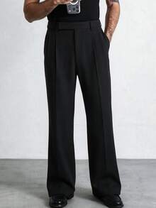 HUEFORM Men's Old Money Black Relaxed Fit Slightly Flared Cut Pants,.Wrinkle-Resistant Fabric, Easy To Care For-A Must-Have Item. Suitable For Daily Travel - Black - View 6
