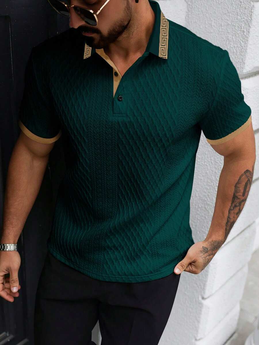 Manfinity Homme Men's Casual Business Polo Shirt, Short Sleeve, Formal, Ceremony - Dark Green - View 1