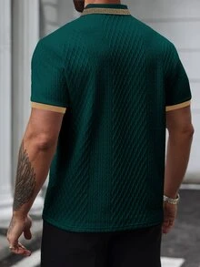 Manfinity Homme Men's Casual Business Polo Shirt, Short Sleeve, Formal, Ceremony - Dark Green - View 2