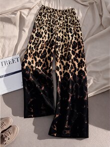 GlowEve CURVE Casual Versatile Leopard Print Positioned Floral Long Pants Plus Size Women Evening Night Black Autumn/Winter,Halloween - Multicolor - View 2