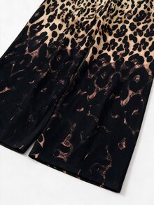 GlowEve CURVE Casual Versatile Leopard Print Positioned Floral Long Pants Plus Size Women Evening Night Black Autumn/Winter,Halloween - Multicolor - View 7