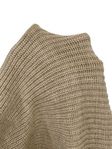 SHEIN Women's Solid Color Turtleneck Long Sleeve Casual Pullover Sweater - Khaki - View 8