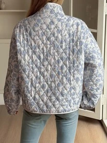 DAZY Jaket Musim Dingin Kasual Wanita Motif Cetak Seluruh Permukaan, Cocok untuk Perjalanan Sehari-hari, Musim Dingin, dan Musim Gugur. - Aprikot - View 5