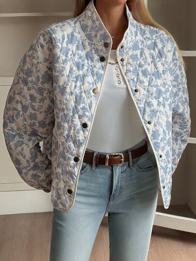 DAZY Women's All-Over Print Casual Daily Winter Travel Padded Coat Fall Jacket
