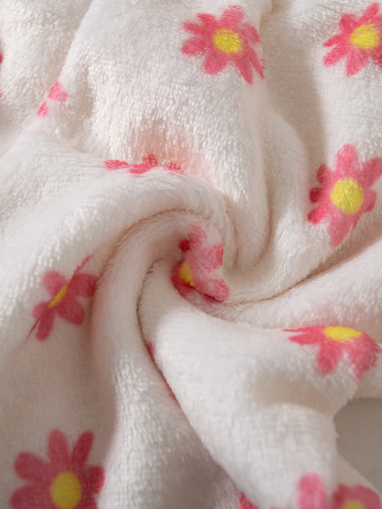 SHEIN 3pcs Toddler Girl Fleece Pants Sweet Pink Coral White Heart Floral Print Fuzzy Plush Thick Birthday Party Winter Christmas Fall Holiday Elastic Waist - Multicolor - View 4