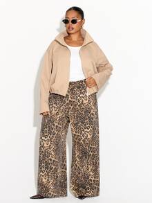 FASHION SZN CELANA JEANS LEBAR MOTIF LEOPARD UKURAN BESAR MUSIM FASHION - MultiWarna - View 1
