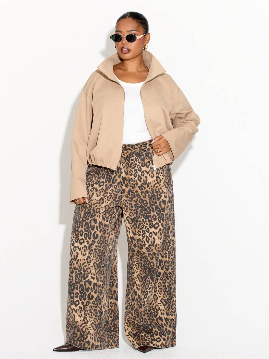FASHION SZN CELANA JEANS LEBAR MOTIF LEOPARD UKURAN BESAR MUSIM FASHION - MultiWarna - View 1