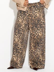 FASHION SZN CELANA JEANS LEBAR MOTIF LEOPARD UKURAN BESAR MUSIM FASHION - MultiWarna - View 6