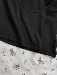 Attitoon Plus Size Women's Casual Sexy Black Ribbed Crop Tank Top With Square Neck And Sleeveless Design Going Out Party Grey Summer - Black - View 6