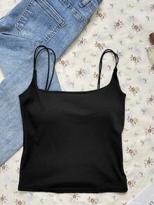 Attitoon Plus Size Women's Casual Sexy Black Ribbed Crop Tank Top With Square Neck And Sleeveless Design Going Out Party Grey Summer - Black - View 7