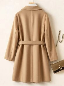 Chikora Plus Size Vintage Button Pocket Long Sleeve Trench Coat - Khaki - View 2
