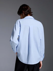 MYSTAURA Women's Fashion Casual Versatile Solid Color Shirt - Blue - View 4
