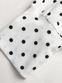 SHEIN Tween女孩秋冬款前拉鍊長袖極簡波點短版運動衫，休閒日常穿搭，畢業長袖上衣，返校穿搭，畢業服飾 - 黑與白 - 查看 4