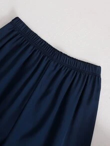 SHEIN Boys' Woven Lapel Open Front Long Sleeve Top And Casual Long Pants 2 Pieces Loungewear Set - Royal Blue - View 7
