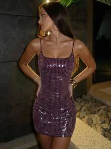 Aloruh Women's Elegant Sexy Sequin Embroidered Bodycon Mini Dress,Women's Halloween Costume,Christmas Dress,Homecoming Dress,Festival Outfits For Women - Burgundy - View 2
